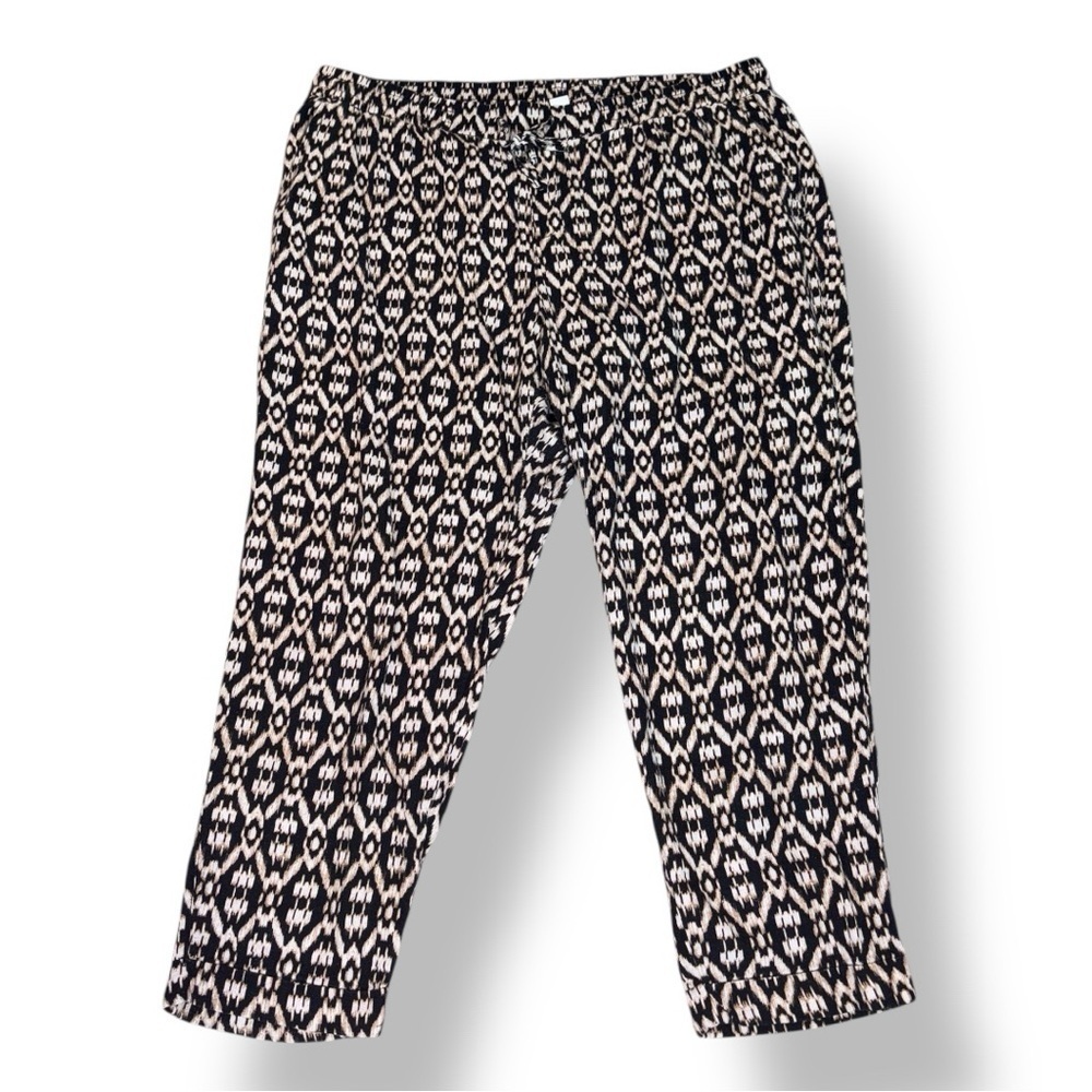 Mid-Rise Cropped Linen-Blend Pants Neutral Ikat